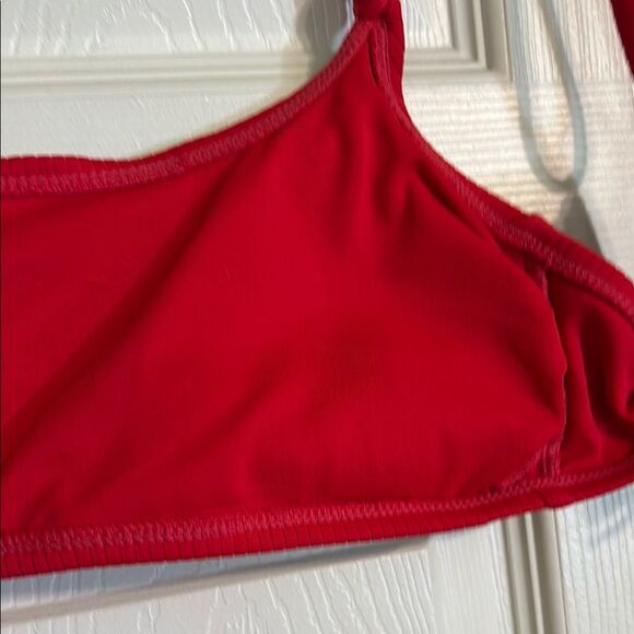 XHILARATION Red Swim Bikini Top Knot Ribbed Padded Adjustable Beach Pool Large - Picture 5 of 6